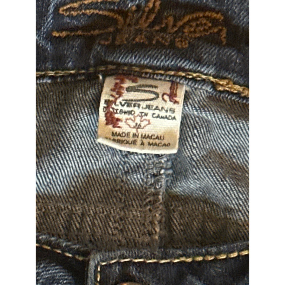 Silver Jeans Lola Bootcut Dark Wash Distressed Denim Jeans 36x31 L1515SFD491 - Picture 2 of 5